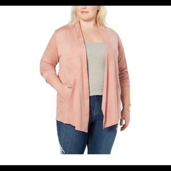 Style & Co. Womens Faux-Suede Open Front Jacket 3X Pink NWT - Picture 1 of 9